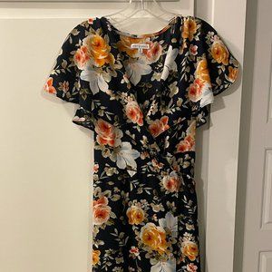 State of Grace Blue Floral Wrap Dress - Size S